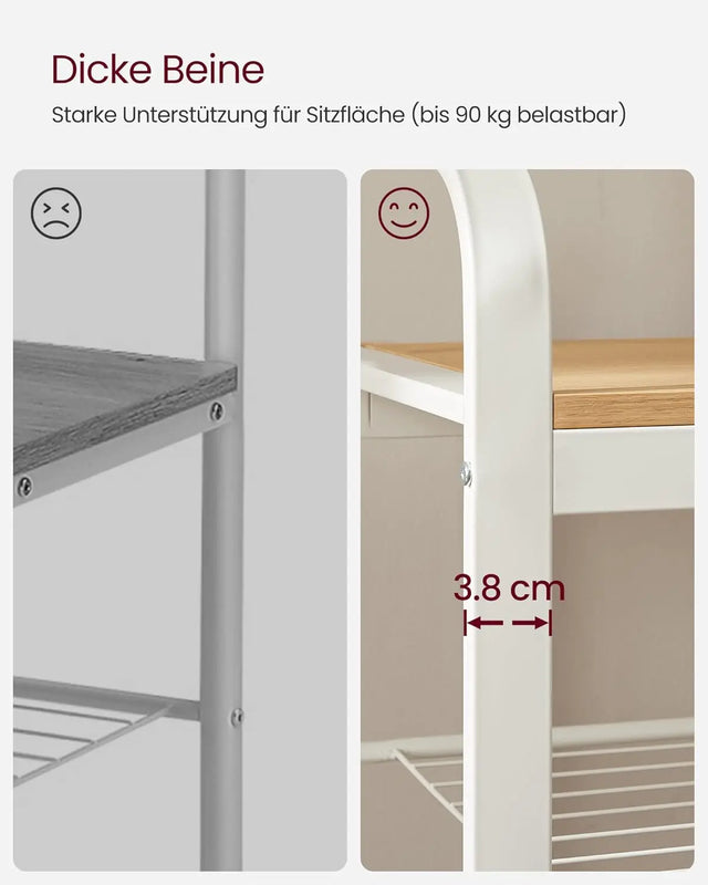 Garderobenständer mit Schuhbank Eichenfarben Weiss von Songmics