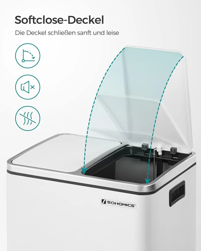 Mülleimer Küche Mülltrennsystem Softclose Wolkenweiss von Songmics