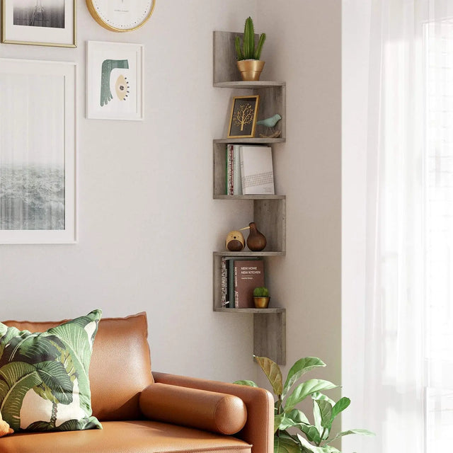 Eckregal Wandregal 5 Ebenen Greige von Songmics