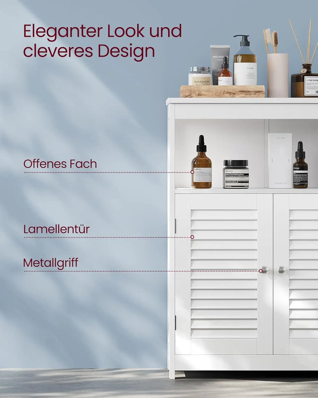 Badezimmerschrank Aufbewahrungsregal mit Türen Weiss von Songmics