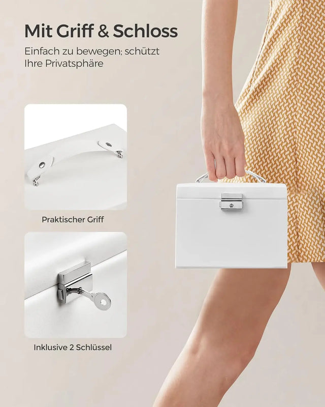 Schmuckkästchen mit Spiegel und Schloss klassikweiss von Songmics