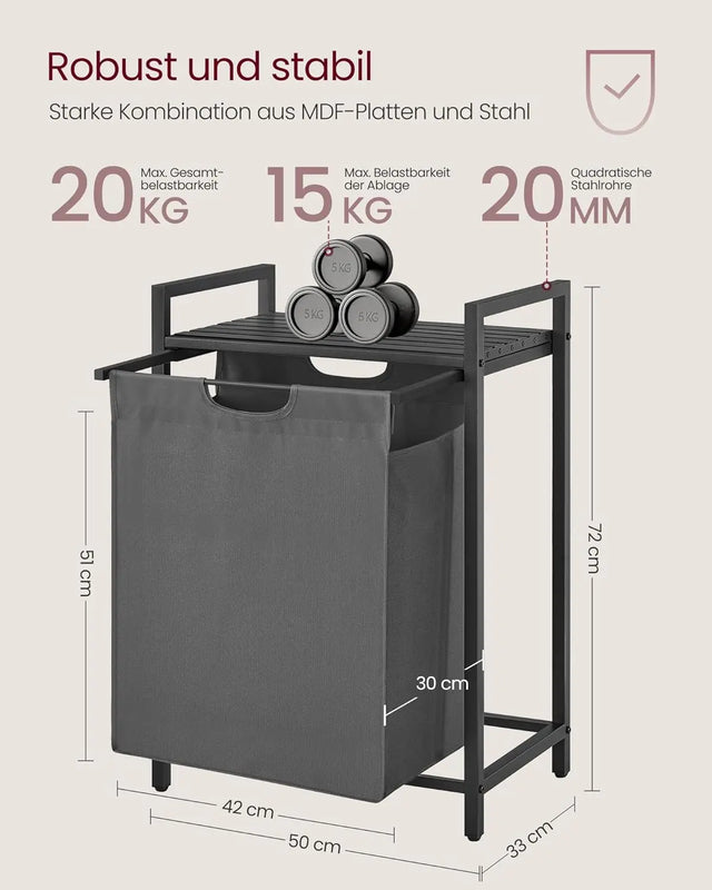 Wäschekorb mit Ablagefläche, Schiefergrau Anthrazitgrau von guteszeug.ch
