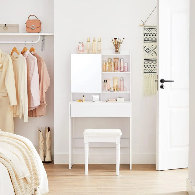 Schminktisch mit Spiegel und Schublade Weiss von Songmics