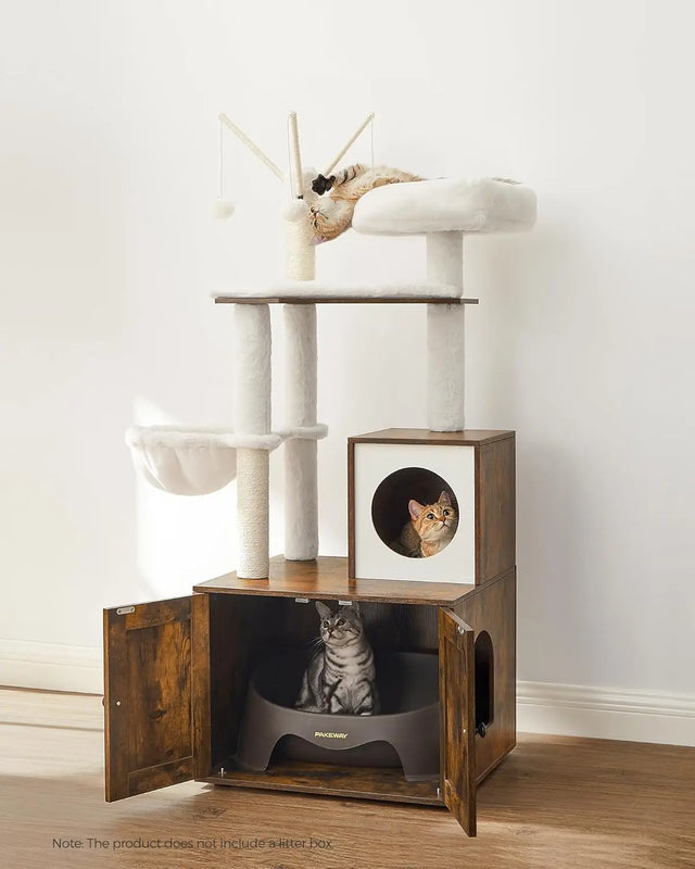 Kratzbaum 2-in-1 mit Katzenklo-Schrank vintagebraun von Songmics