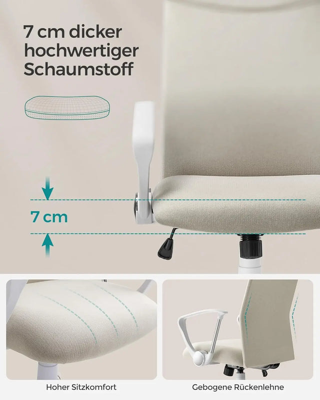 Bürostuhl ergonomisch höhenverstellbar gepolstert cappuccinobeige von Songmics