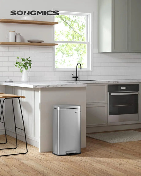 Mülleimer Küche 30L Softclose silbern von Songmics