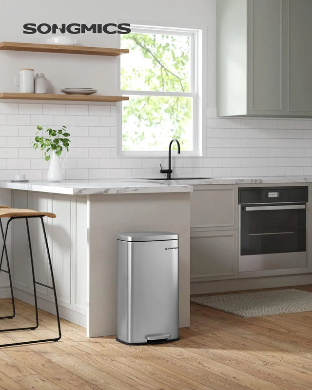 Mülleimer Küche 30L Softclose silbern von Songmics