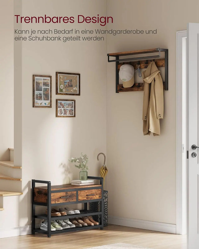 Garderobenständer mit Schuhbank Vintagebraun von Songmics