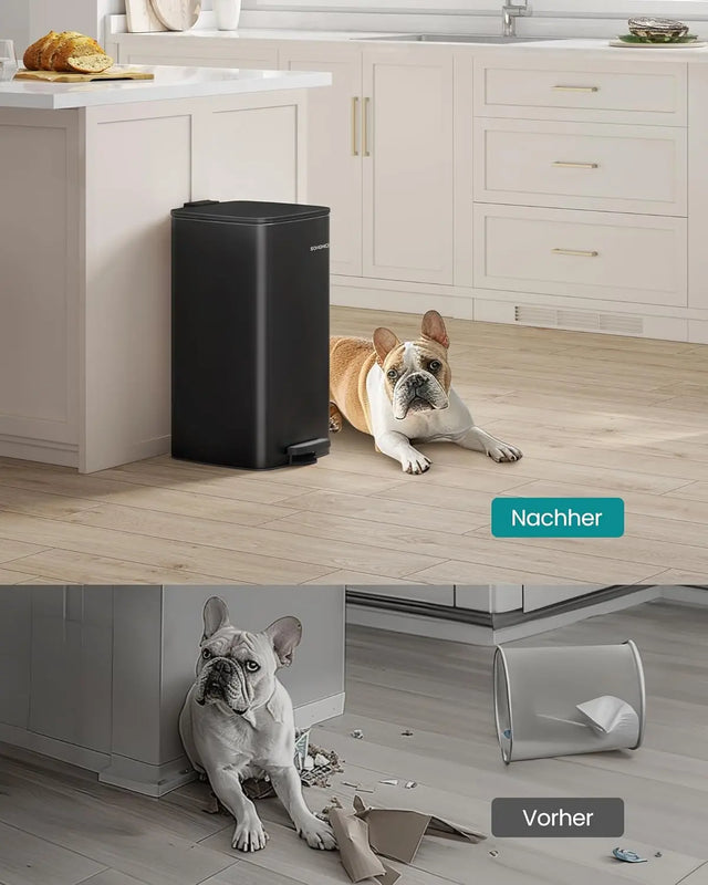 Mülleimer Küche 30L Stahl Tintenschwarz von Songmics