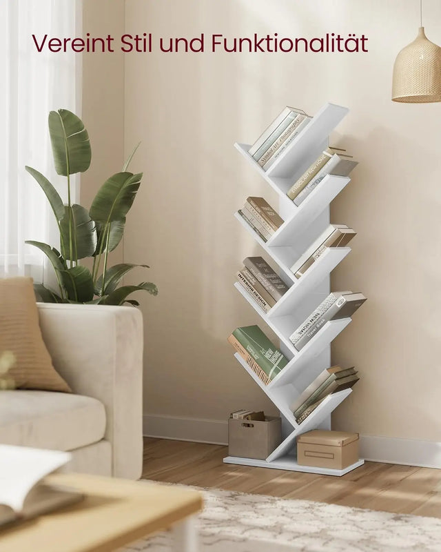 Bücherregal Baumform 9 Ebenen Wolkenweiss von Songmics