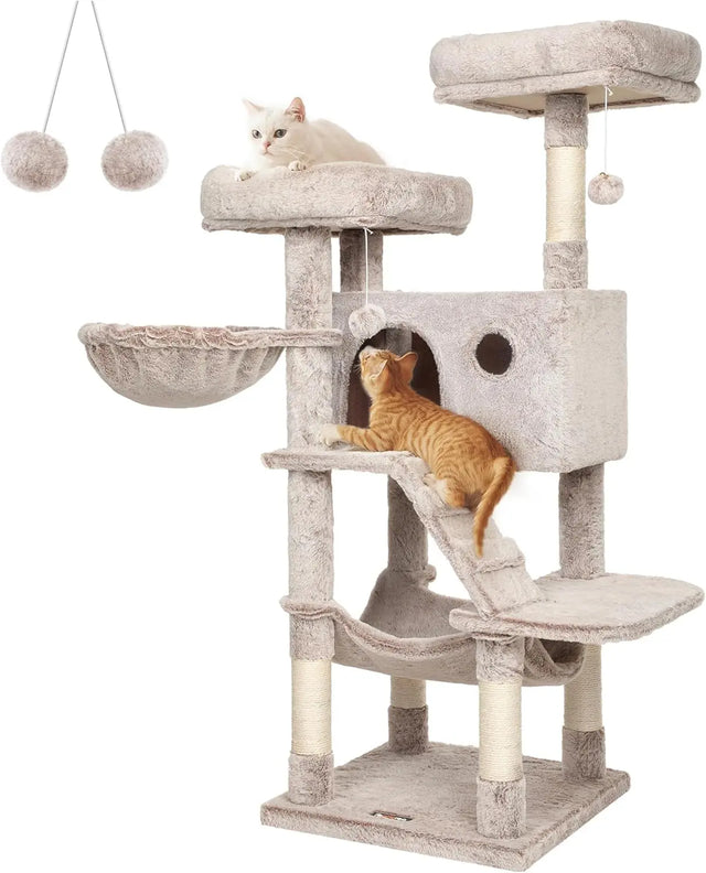 Kratzbaum gross für Katzen Ombré-Braun-Weiss von Songmics