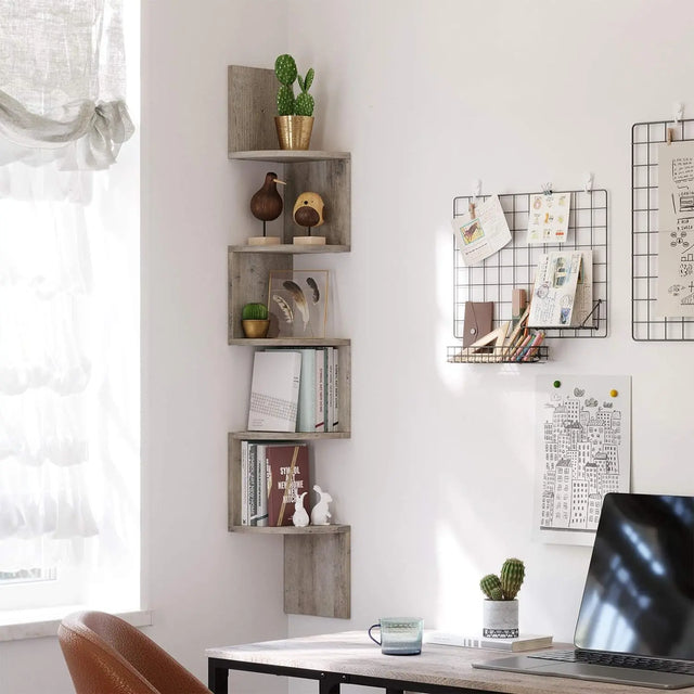 Eckregal Wandregal 5 Ebenen Greige von Songmics