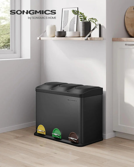 Mülleimer Küche 45L Treteimer Tintenschwarz von Songmics