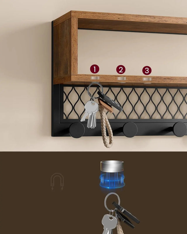 Garderobenleiste Schuhbank Set Rustikales Braun von Songmics