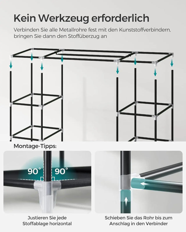 Kleiderschrank Stoffschrank mit Ablagen Schwarz von Songmics