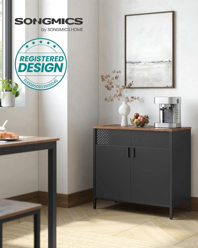 Aufbewahrungsschrank Metallschrank Doppeltür Verstellbar Vintagebraun von Songmics