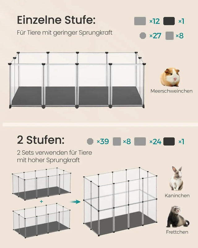 Kleintiergehege mit Bodenplatten weiss von Songmics