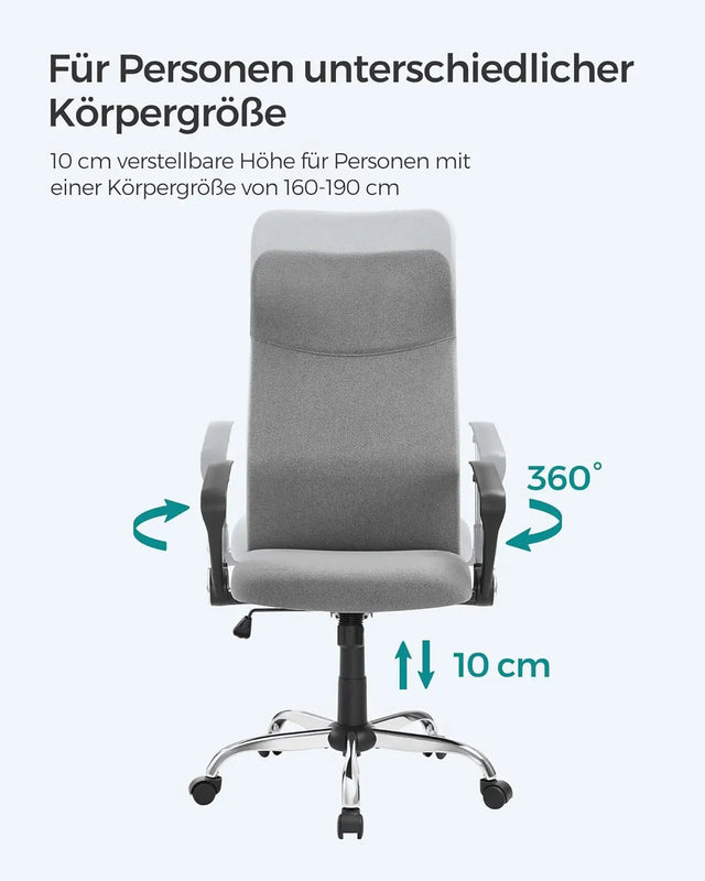 Bürostuhl ergonomisch höhenverstellbar gepolstert grau von Songmics