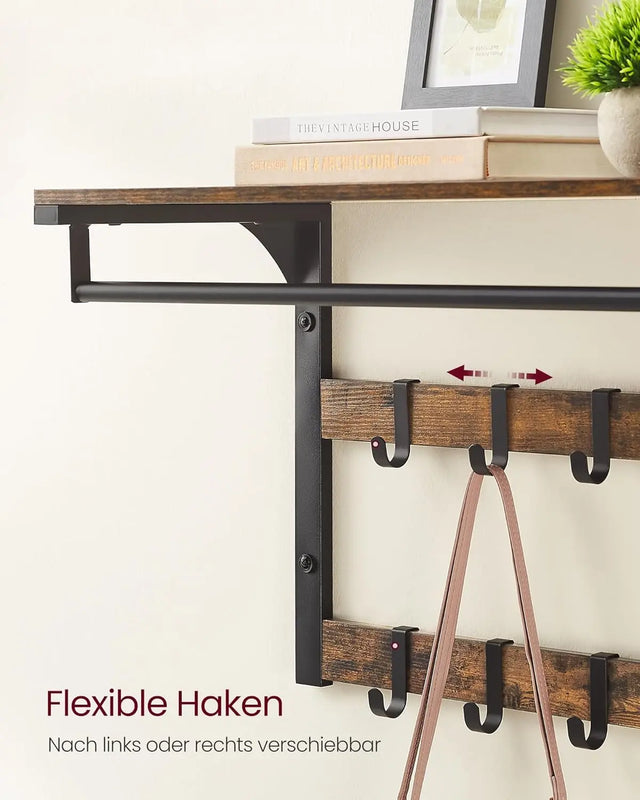 Wandgarderobe mit Ablage 65cm Vintagebraun-Schwarz von Songmics