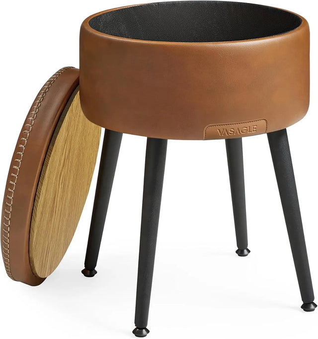 Sitzhocker mit Stauraum rund karamellbraun von Songmics