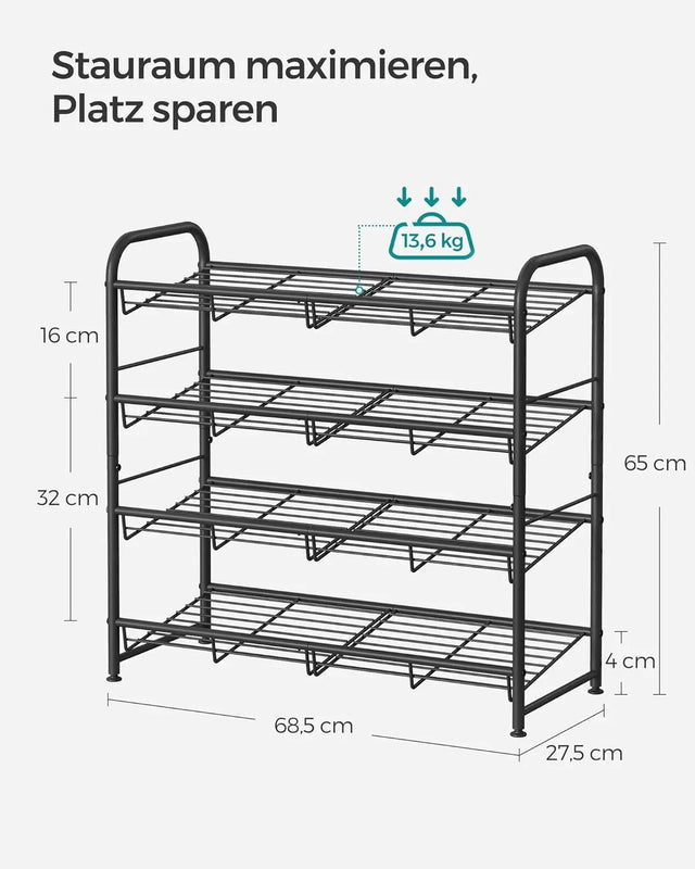 Schuhregal stapelbar für 16 Paar Schwarz von Songmics