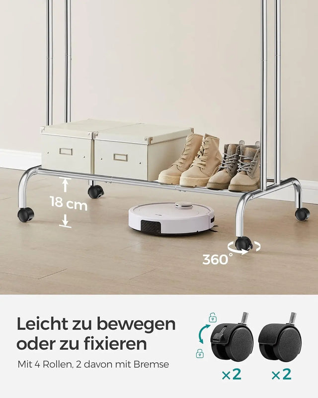 Kleiderständer auf Rollen Stahlrohre Silber von Songmics
