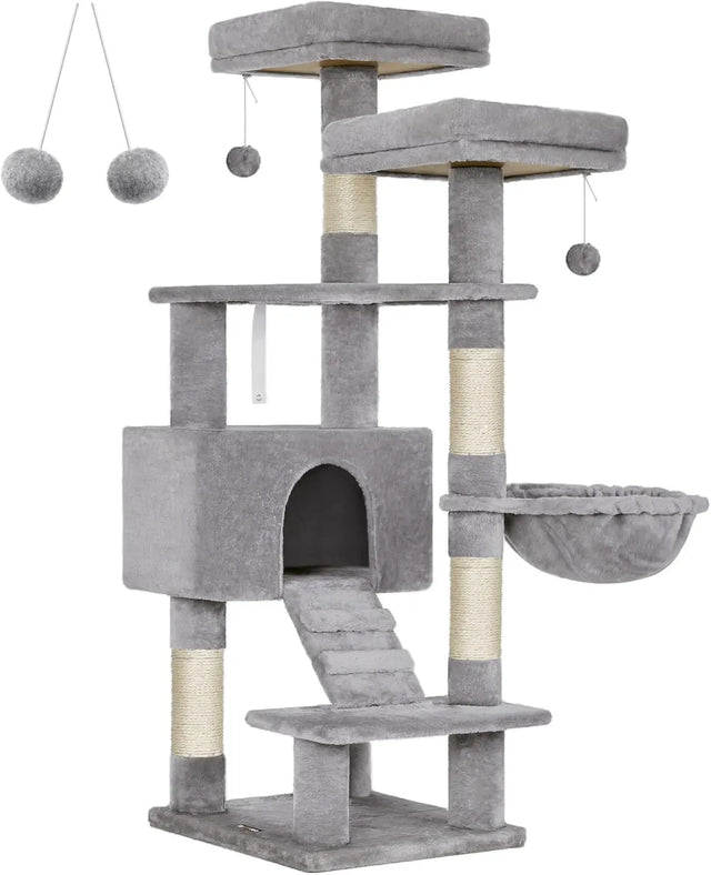 Kratzbaum Katzenbaum 142 cm Hellgrau von Songmics