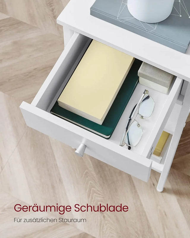 Nachttisch Hoch Modern mit Schublade Weiss von Songmics