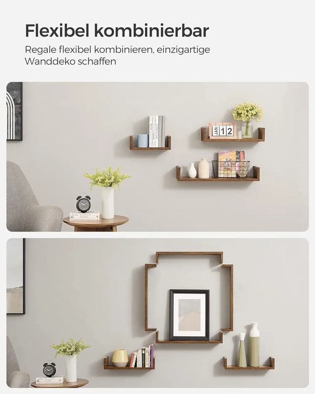 Wandregal Set Schweberegal Vintagebraun von Songmics