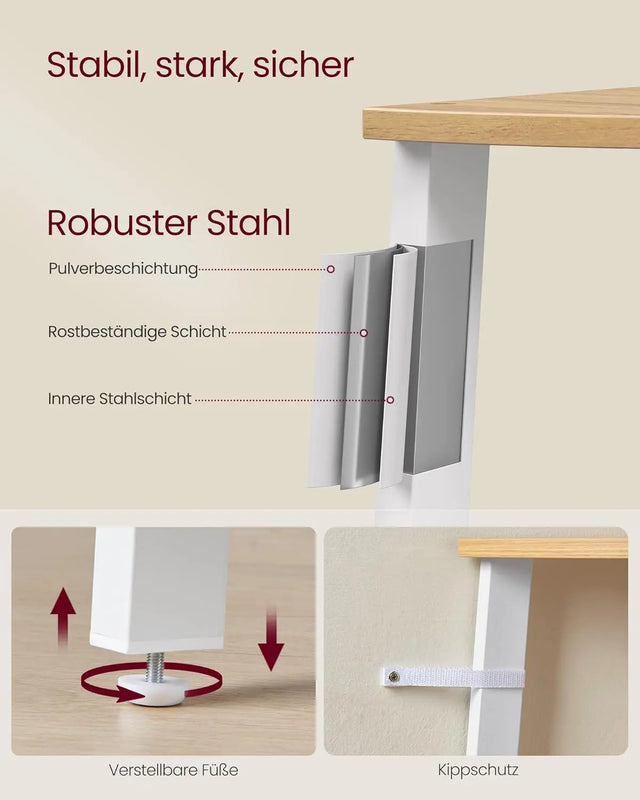 Eckregal Industrial-Design mit Stahlrahmen Natureichenfarben von Songmics