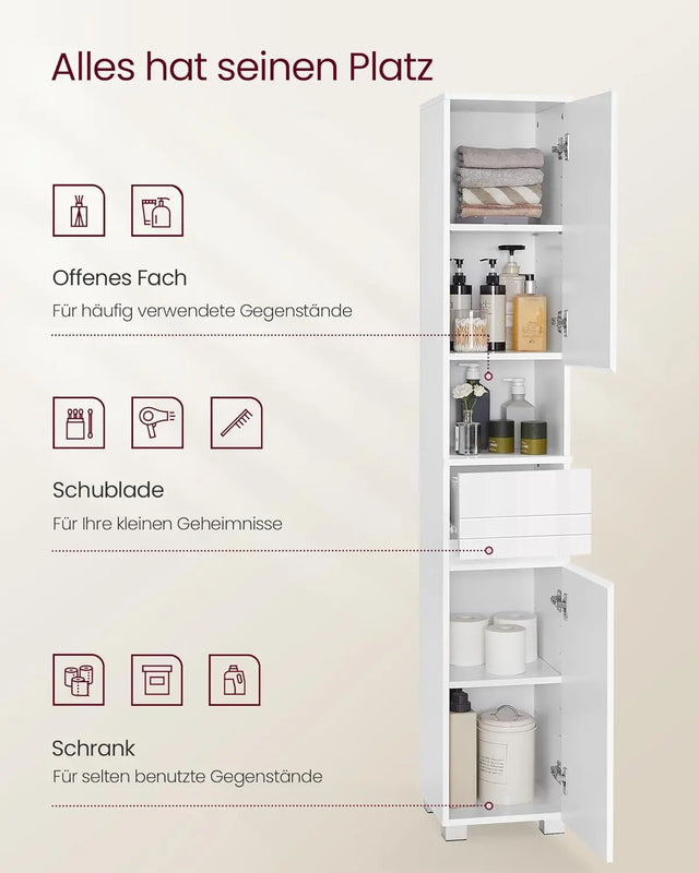 Badezimmerschrank mit Schublade verstellbar Wolkenweiss von Songmics