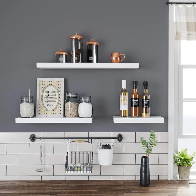 Wandregal MDF / Spanplatte Schweberegal Weiss 60cm von Songmics