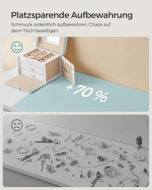 Schmuckkästchen mit Spiegel und Schloss klassikweiss von Songmics