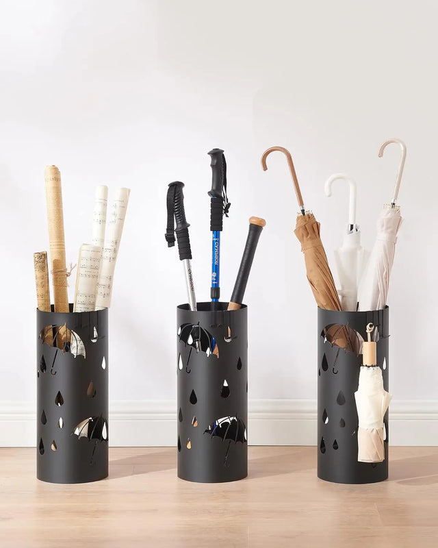 Regenschirmständer Metall Rund Muster Regenschirme Schwarz von Songmics