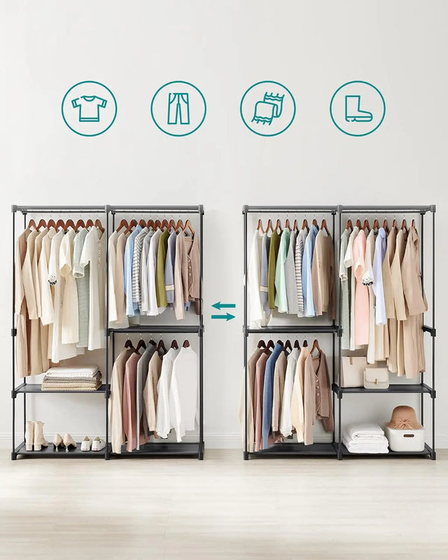 Kleiderschrank offen mit Hängefächern tintenschwarz von Songmics