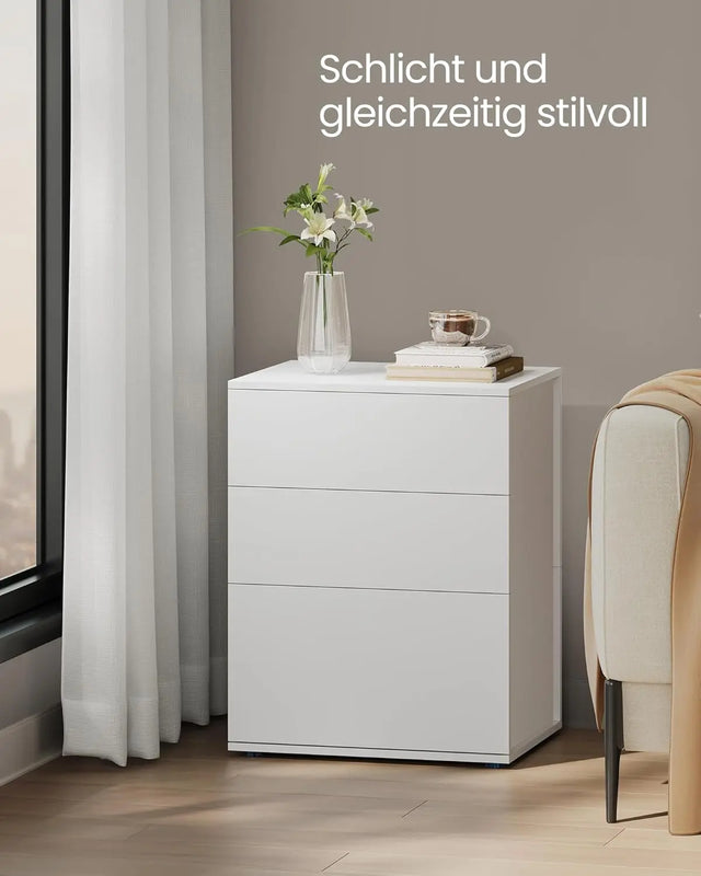 Nachttisch Beistelltisch 3 Schubladen Mattweiss von Songmics