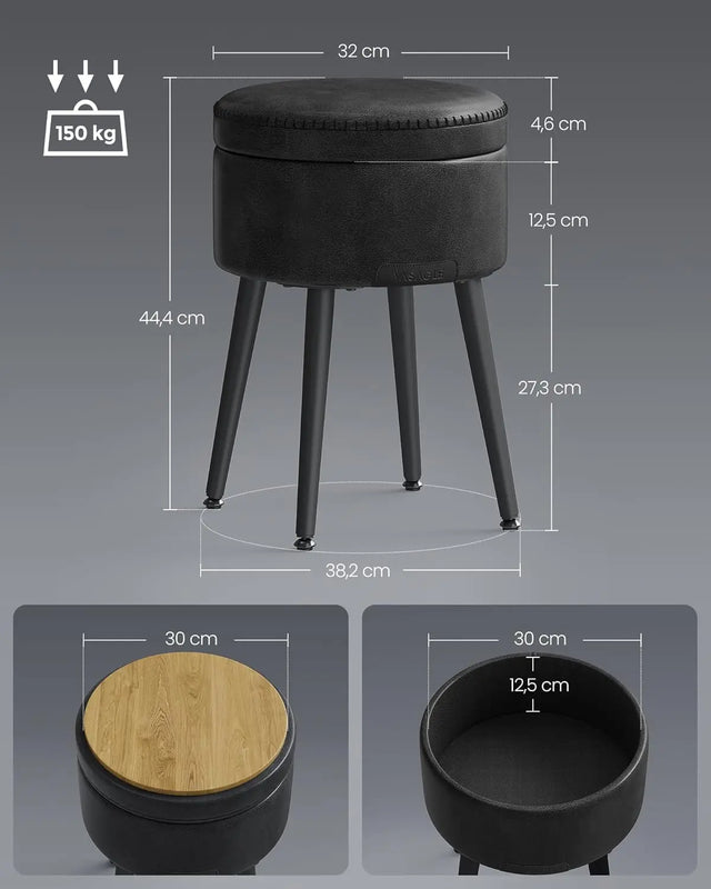 Sitzhocker mit Stauraum, tintenschwarz von Songmics