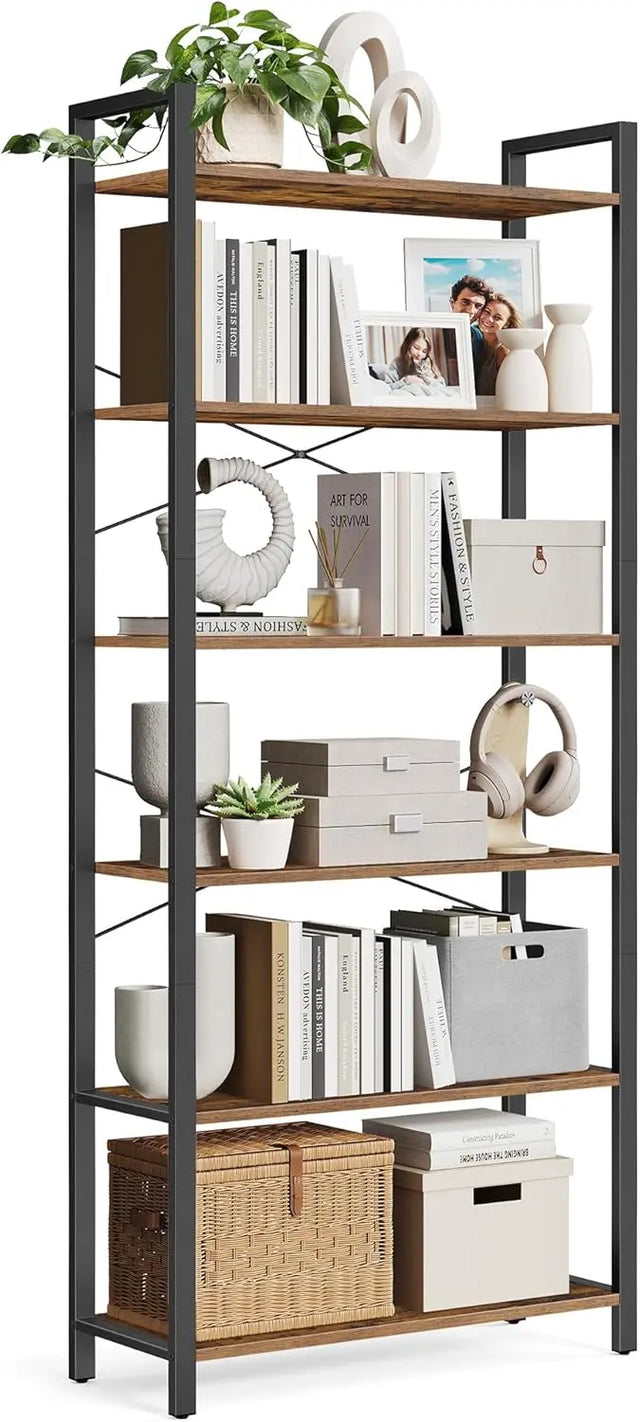 Bücherregal Industrie-Design freistehend vintagebraun-schwarz von Songmics