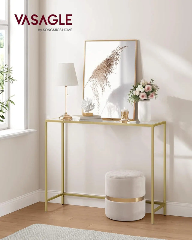 Konsolentisch mit Hartglasoberfläche hellgold-transparent von Songmics