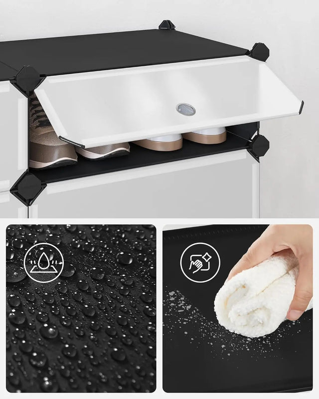 Schuhregal Steckregal DIY-Regal mit Tür Schwarz von Songmics