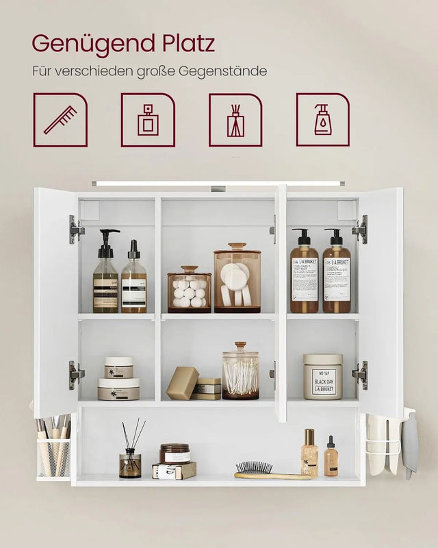 Badezimmerschrank Spiegelschrank LED Beleuchtung Wolkenweiss von Songmics