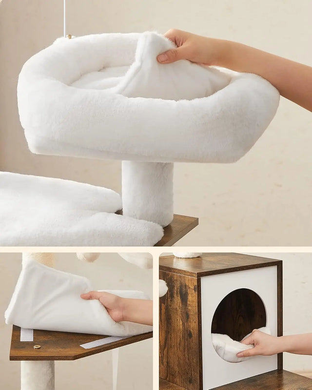 Kratzbaum 2-in-1 mit Katzenklo-Schrank vintagebraun von Songmics