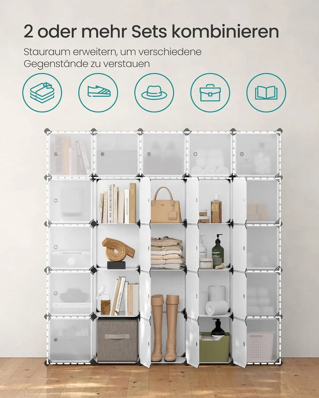 Regalsystem Steckregal Kleiderschrank Kunststoff Weiss von Songmics