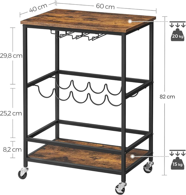 Servierwagen Küchenwagen Industrie-Design vintagebraun-schwarz von Songmics