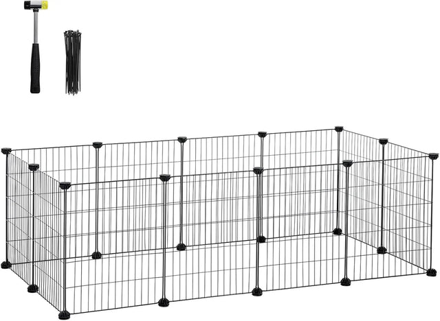 Freilauf Kleintiergehege Metallgitter Kaninchen Schwarz von Songmics