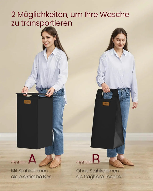 Wäschekorb, Wäscheregal mit Rollen und Ablage kastanienbraun von Songmics