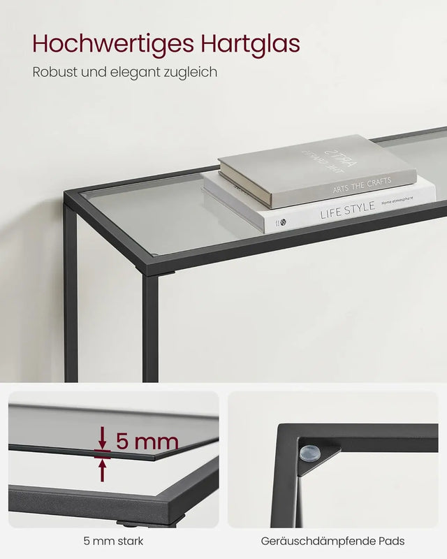 Konsolentisch mit Hartglasoberfläche tintenschwarz von Songmics