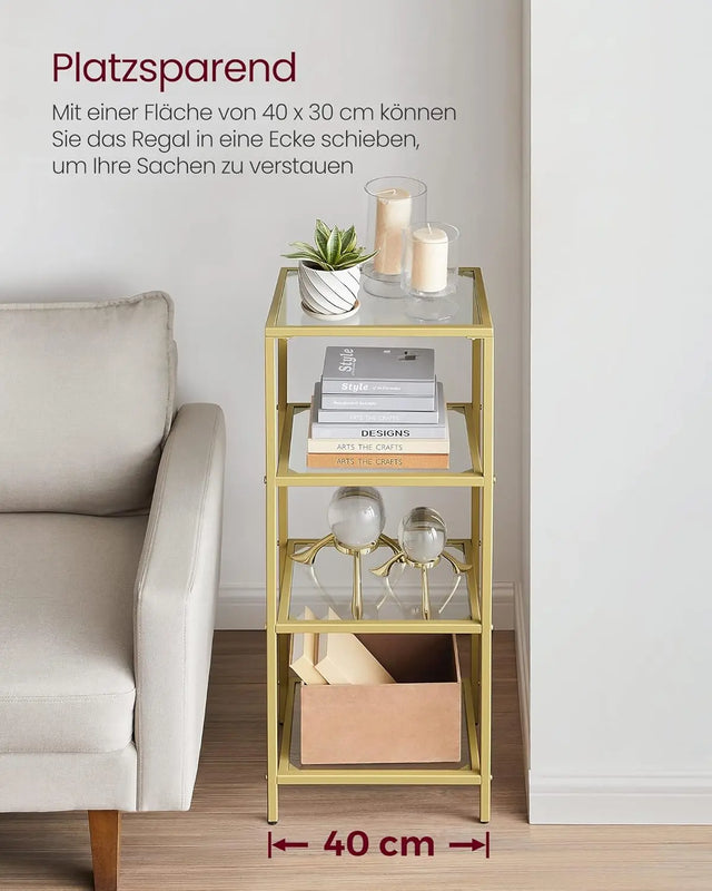 Regal mit 4 Ablagen Goldfarben von Songmics