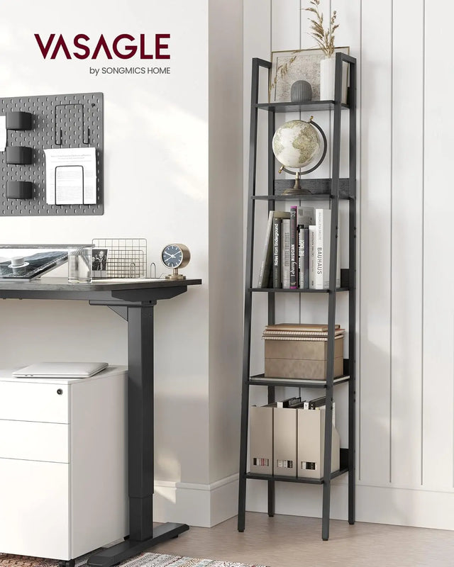 Bücherregal Leiterregal 5 Ebenen Schwarz von Songmics