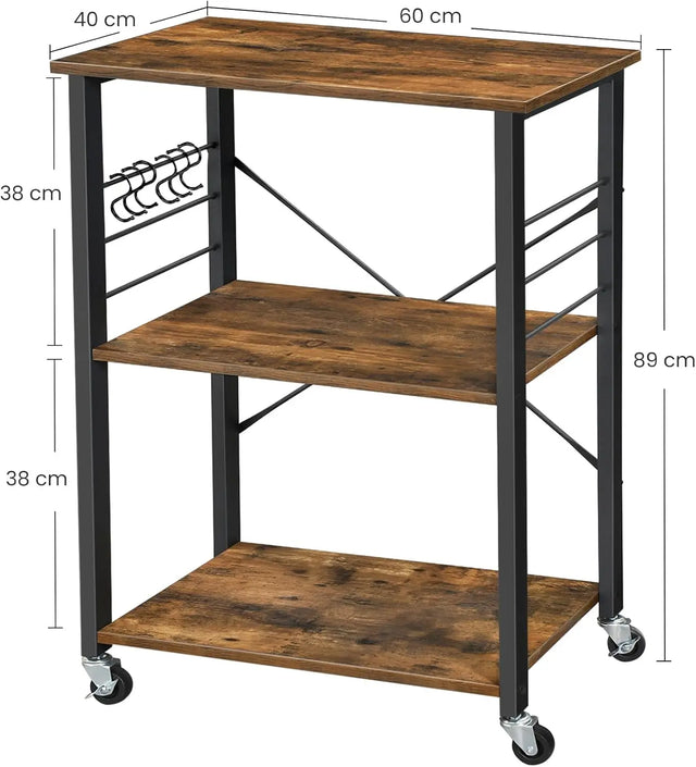 Küchenregal Servierwagen 3 Ebenen Vintagebraun von Songmics